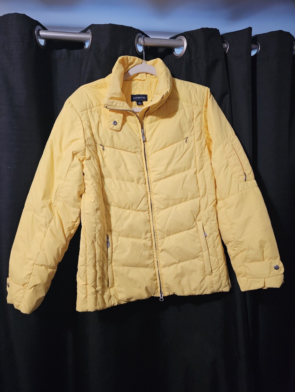 Lands' End Women's Bright Yellow Quilted Puffer Coat 10/12